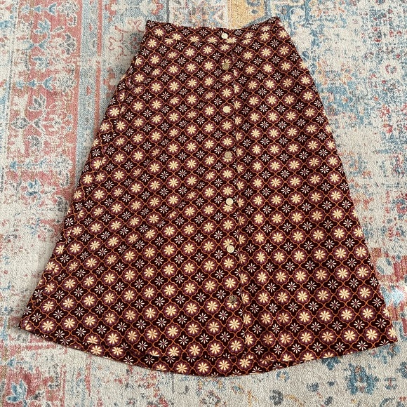 NWT Draper James gold button-front print midi skirt - Picture 1 of 5